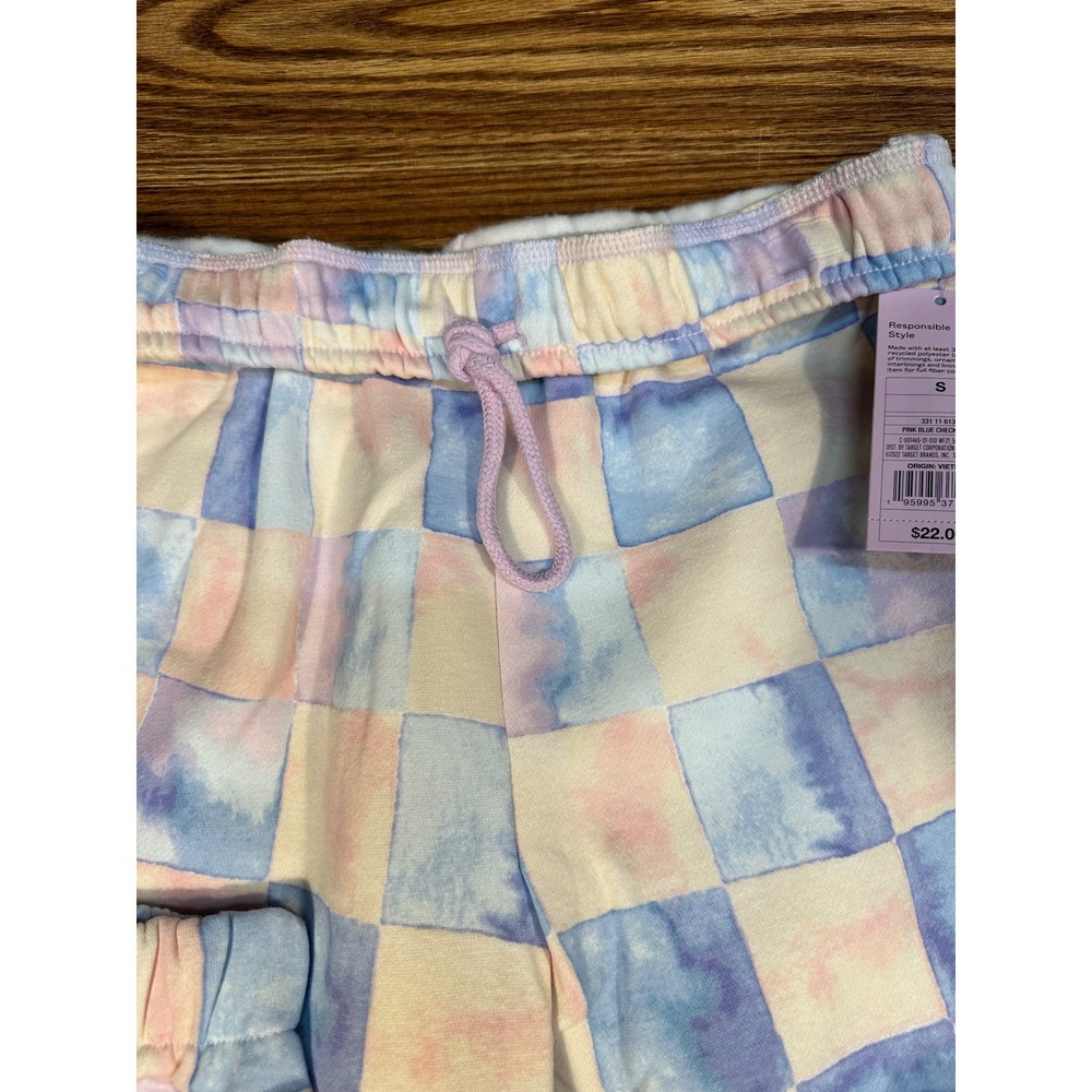 Wild Fable Women's Pastel Checkered Sweatpants Size S Drawstring Waist Joggers - Picture 6 of 7